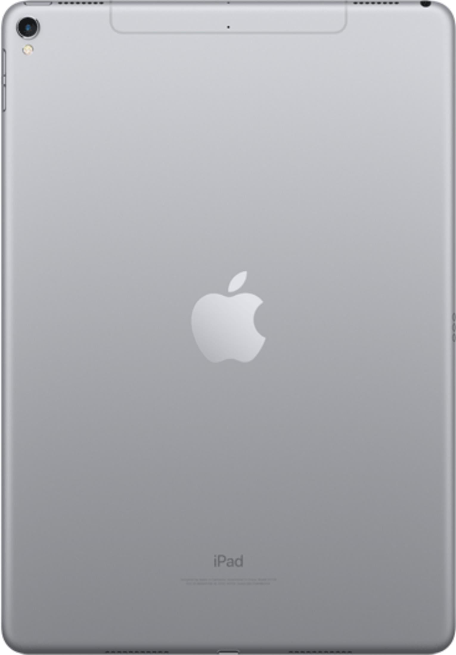 Rückseite eines silbernen iPads mit Apple-Logo und Kamera oben links.