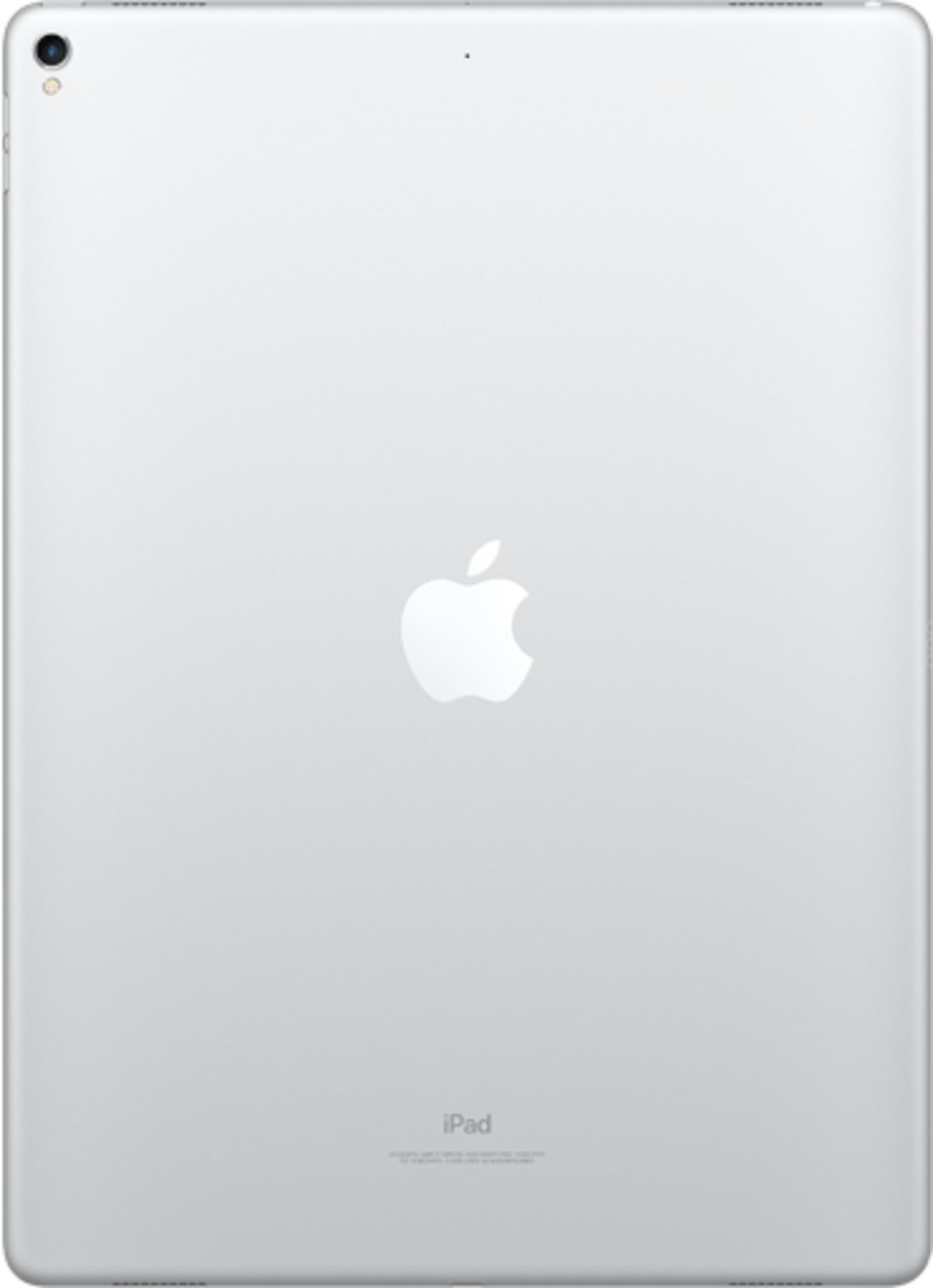 Back of a silver iPad with Apple logo and 'iPad' text. Camera lens visible.