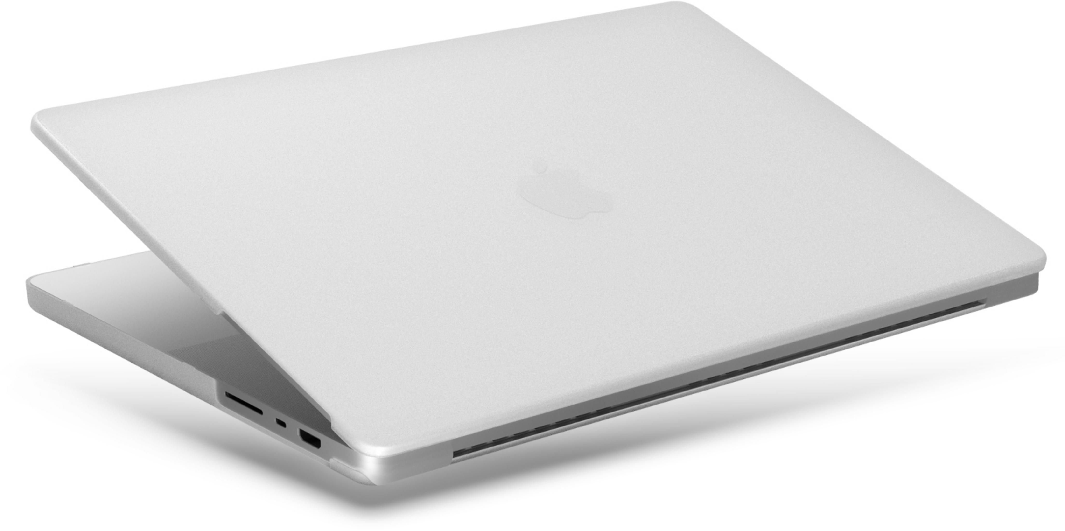 Un laptop chiuso e argentato con il logo Apple sul coperchio.