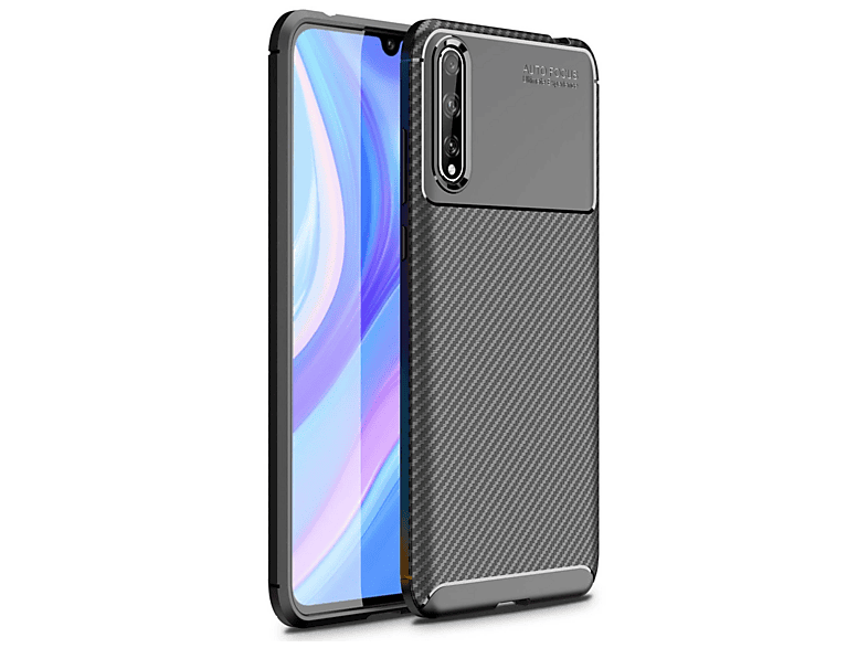 EVIMDEYOKYOK Huawei P Smart S Uyumlu Auto Focus Karbon Kapak Telefon Kılıfı Siyah