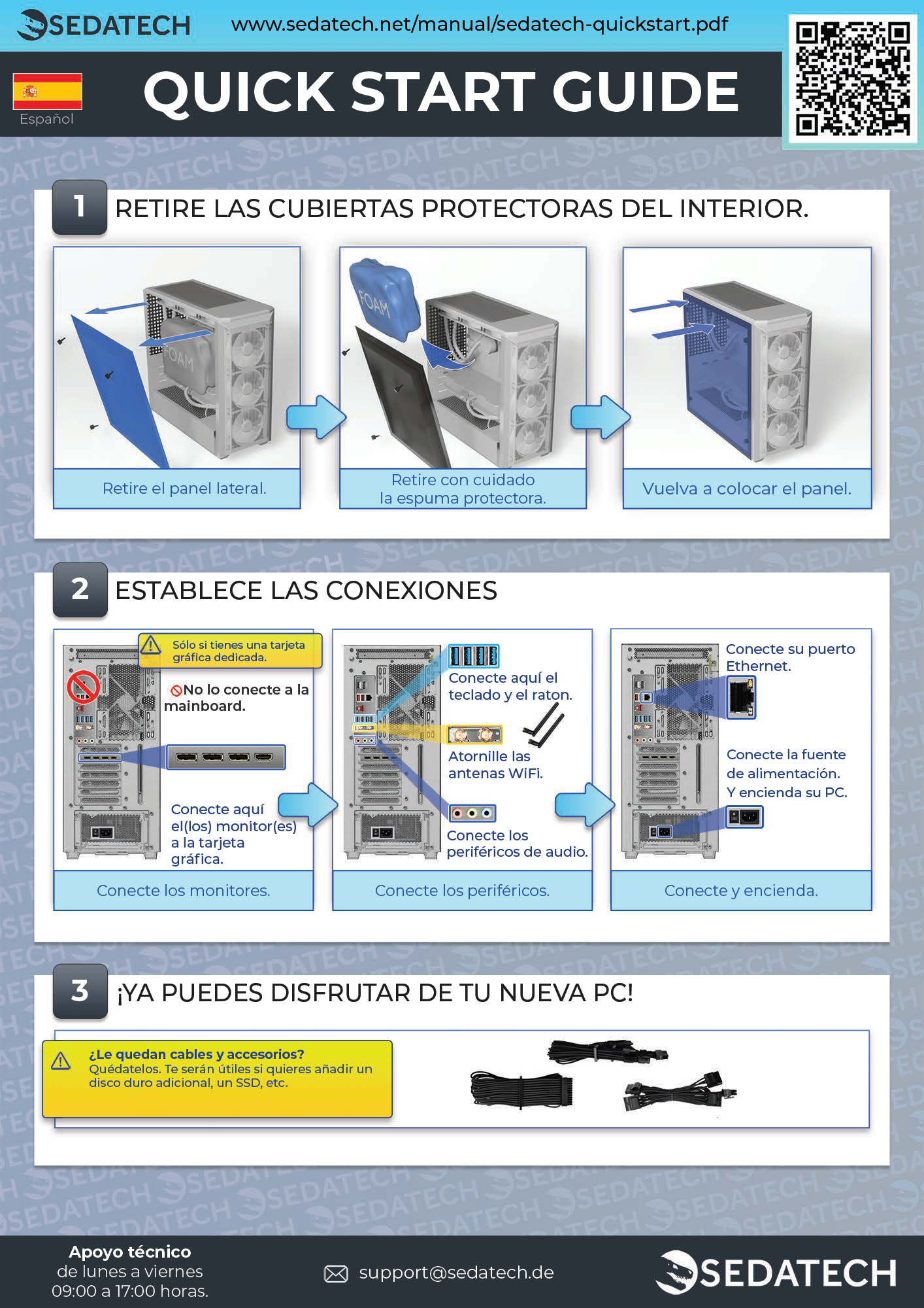 Guía paso a paso para el montaje de un PC. Muestra la inserción de partes y conexiones.
