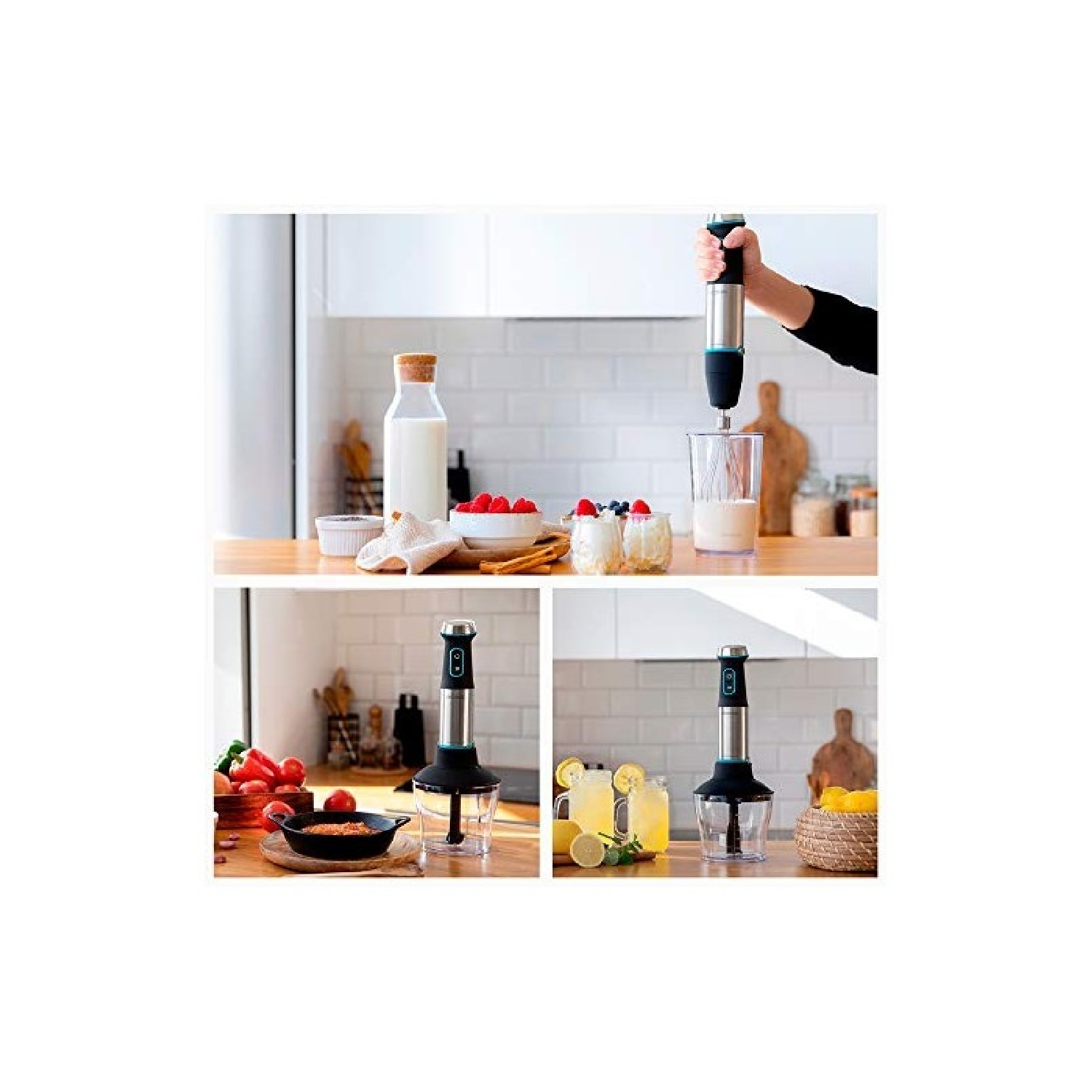 Een staafmixer wordt in een keuken gebruikt om dranken en voedsel te bereiden.