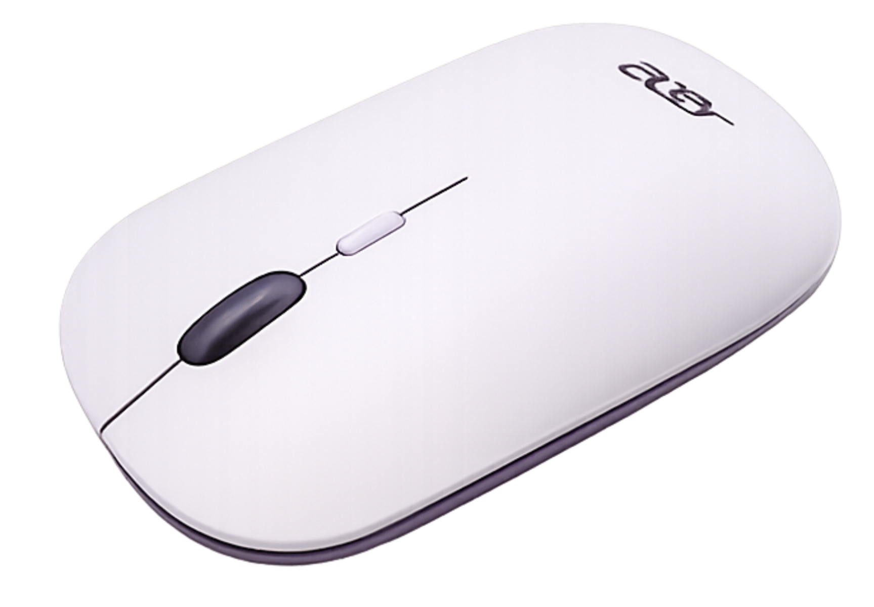 Ratón blanco con rueda de scroll negra y logo de Acer sobre fondo negro.
