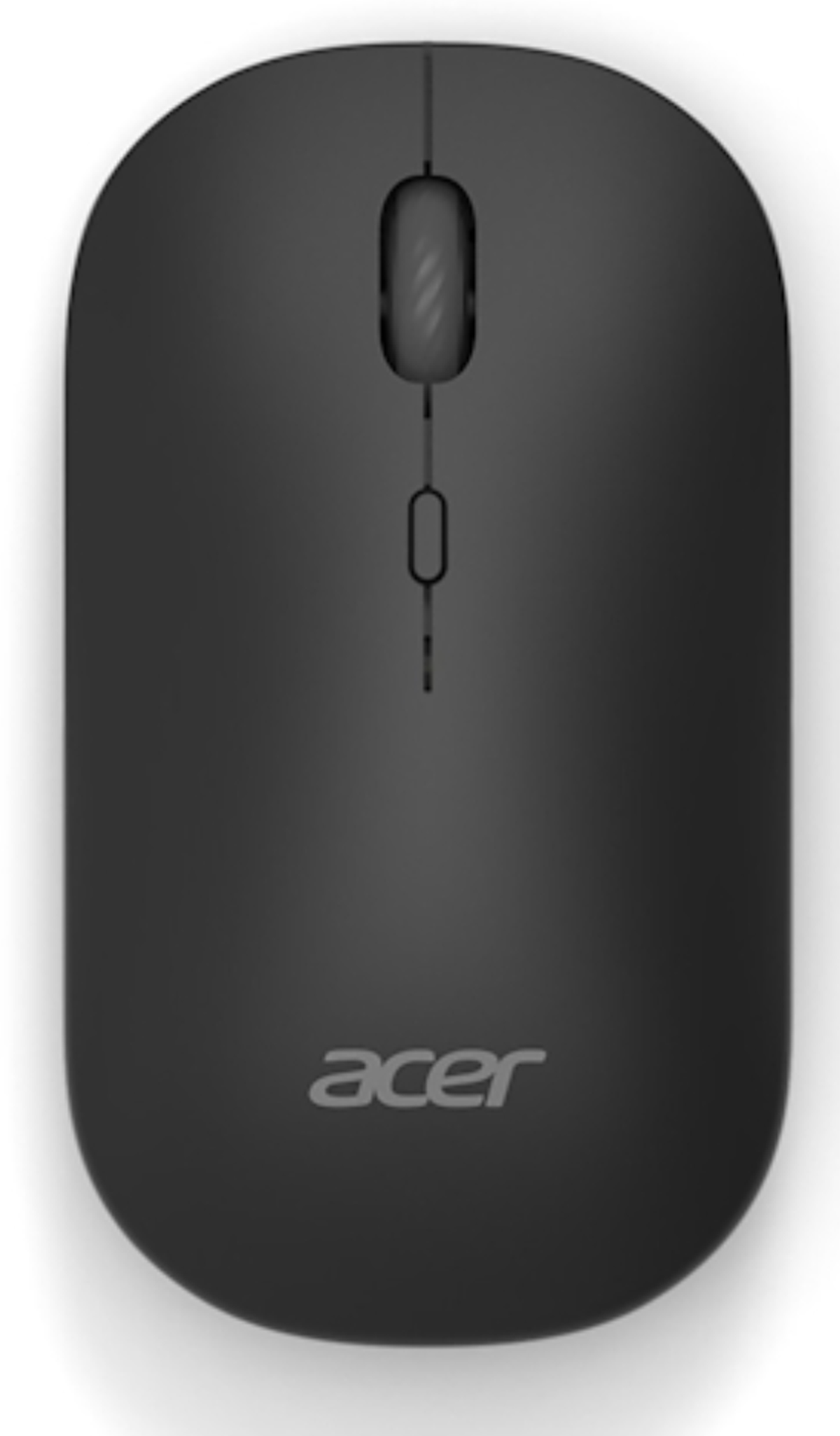 Mouse per computer Acer nero con rotellina e pulsanti, su sfondo bianco.