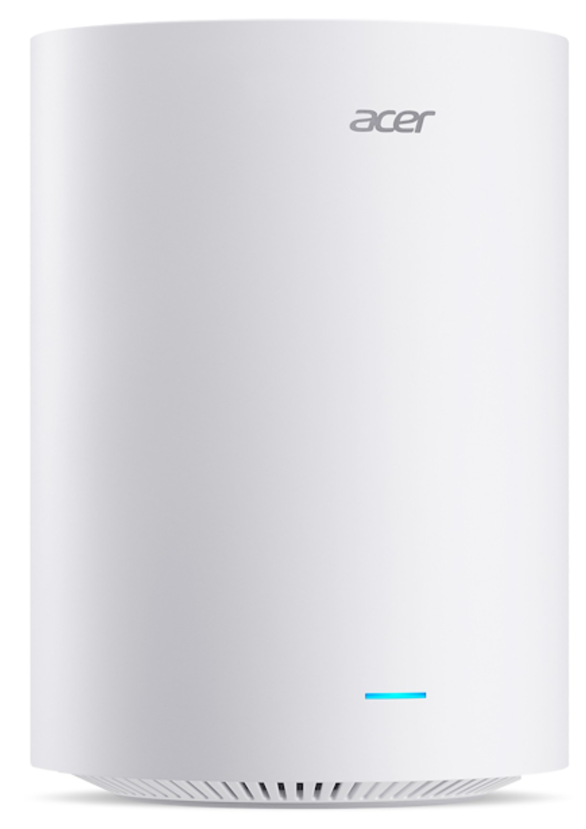 Router Acer blanco con indicador de luz azul en la parte inferior frontal.
