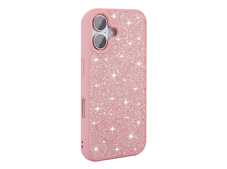 LOPARD iPhone 16 Plus Uyumlu Parlak Taşlı Tasarım Pırlanta Kapak Telefon Kılıfı Pembe