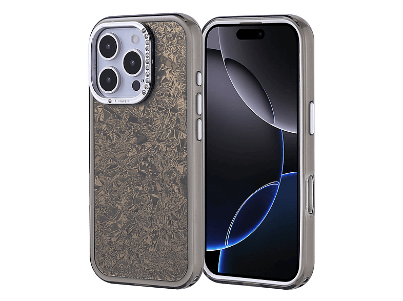 LOPARD iPhone 16 Pro Uyumlu Taşlı Tasarım Kapi Kapak Telefon Kılıfı Siyah