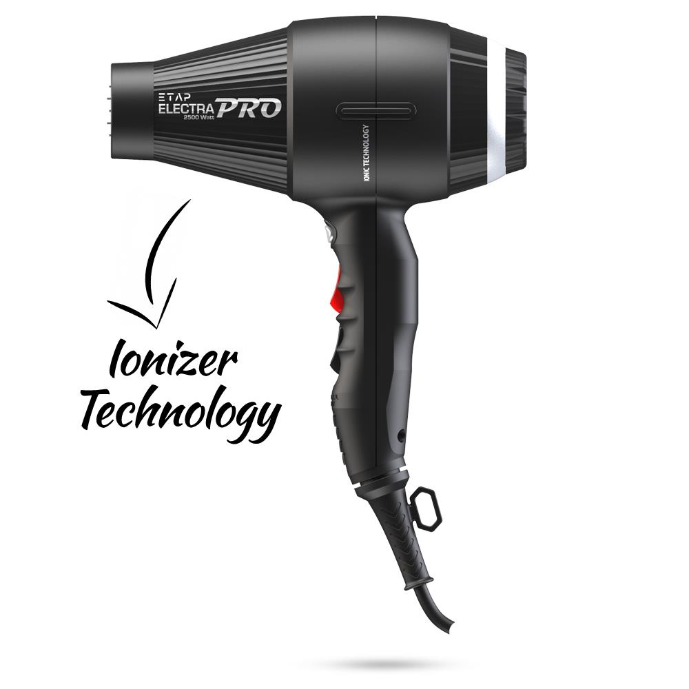 Ionizer teknolojisi yazılı siyah profesyonel saç kurutma makinesi