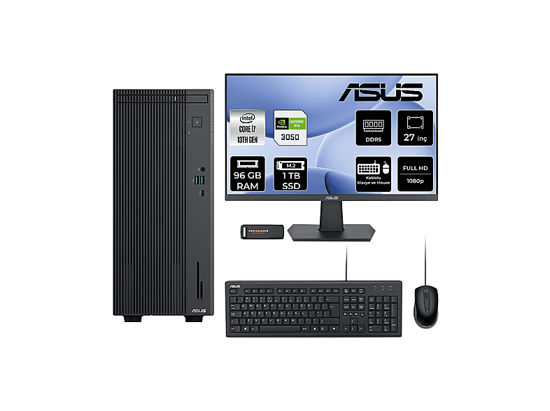 ASUS EC P500MV RTX3050 6 GB 27" P500I7136216512B0DP918 PER4 Bellek Intel Core i7-13620H 96 GB RAM 1 TB SSD FreeDOS Masaüstü Bilgisayar