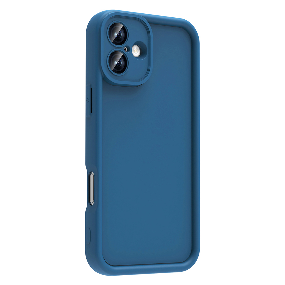 Arkada iki kamera lensi olan mavi bir telefon kılıfı.