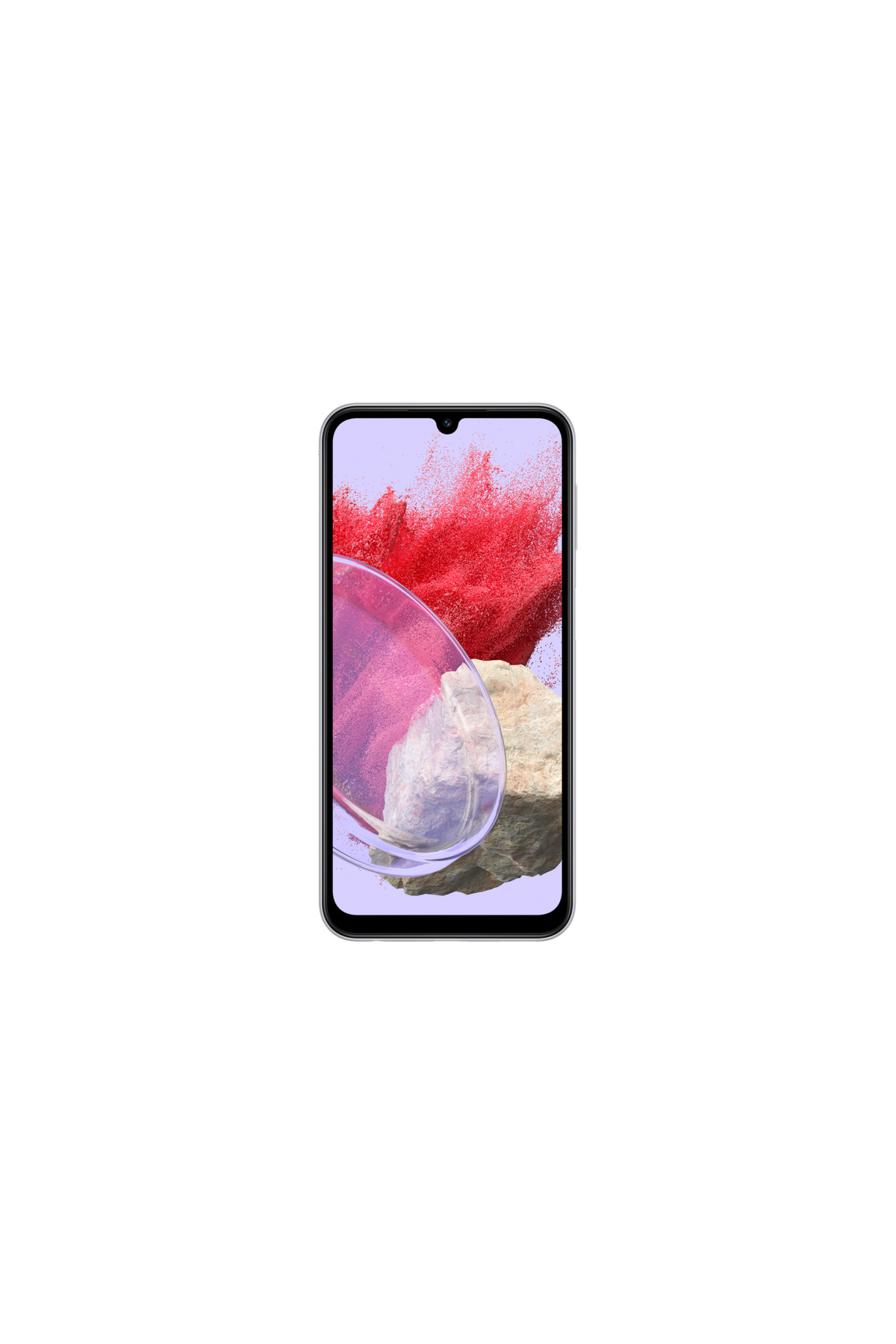 Bir akıllı telefon, kırmızı ve pembe parçacıklarla canlı bir arka plan gösteriyor.