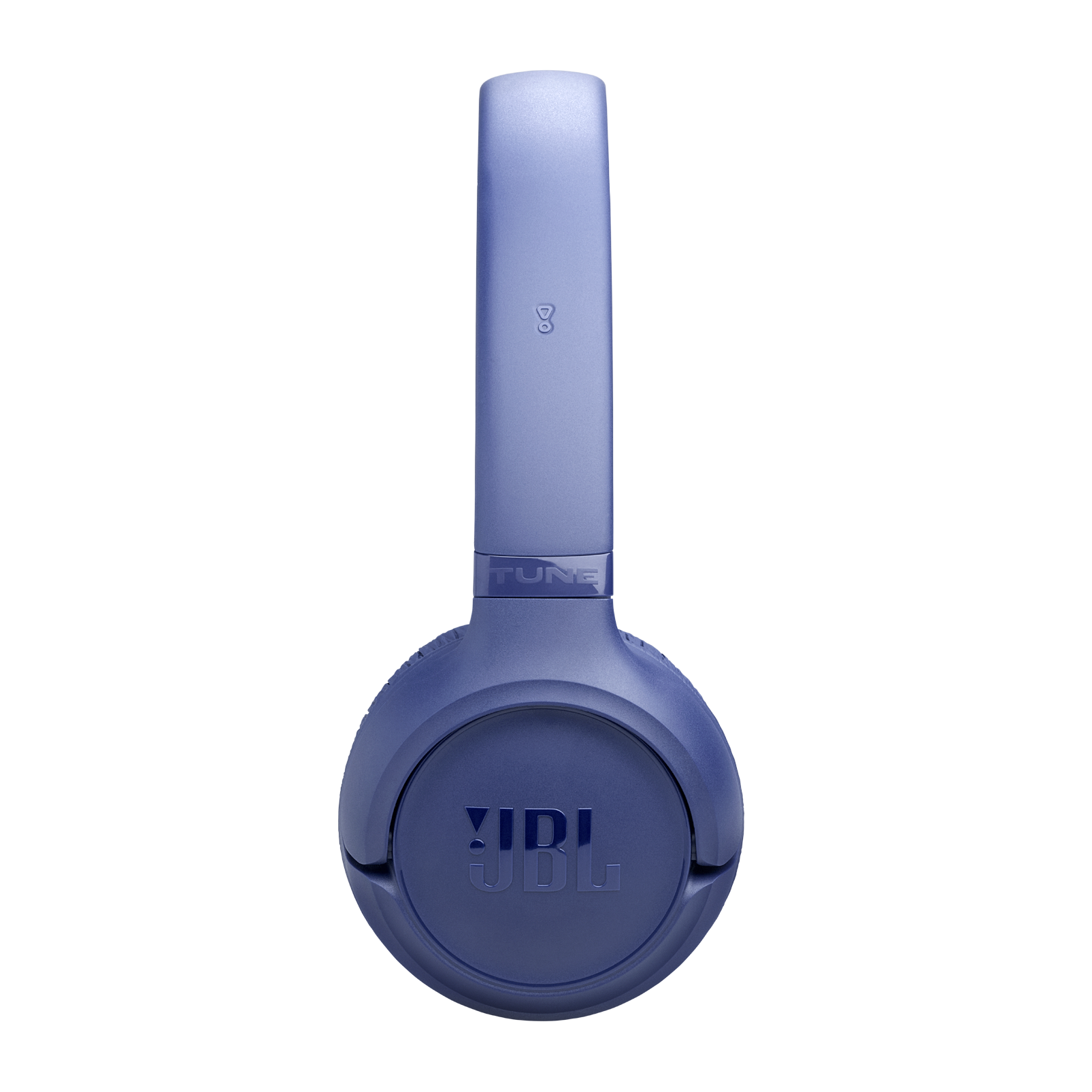 Ein blaues JBL-Kopfhörer-Ohrstück mit dem JBL-Logo und der Aufschrift TUNE.