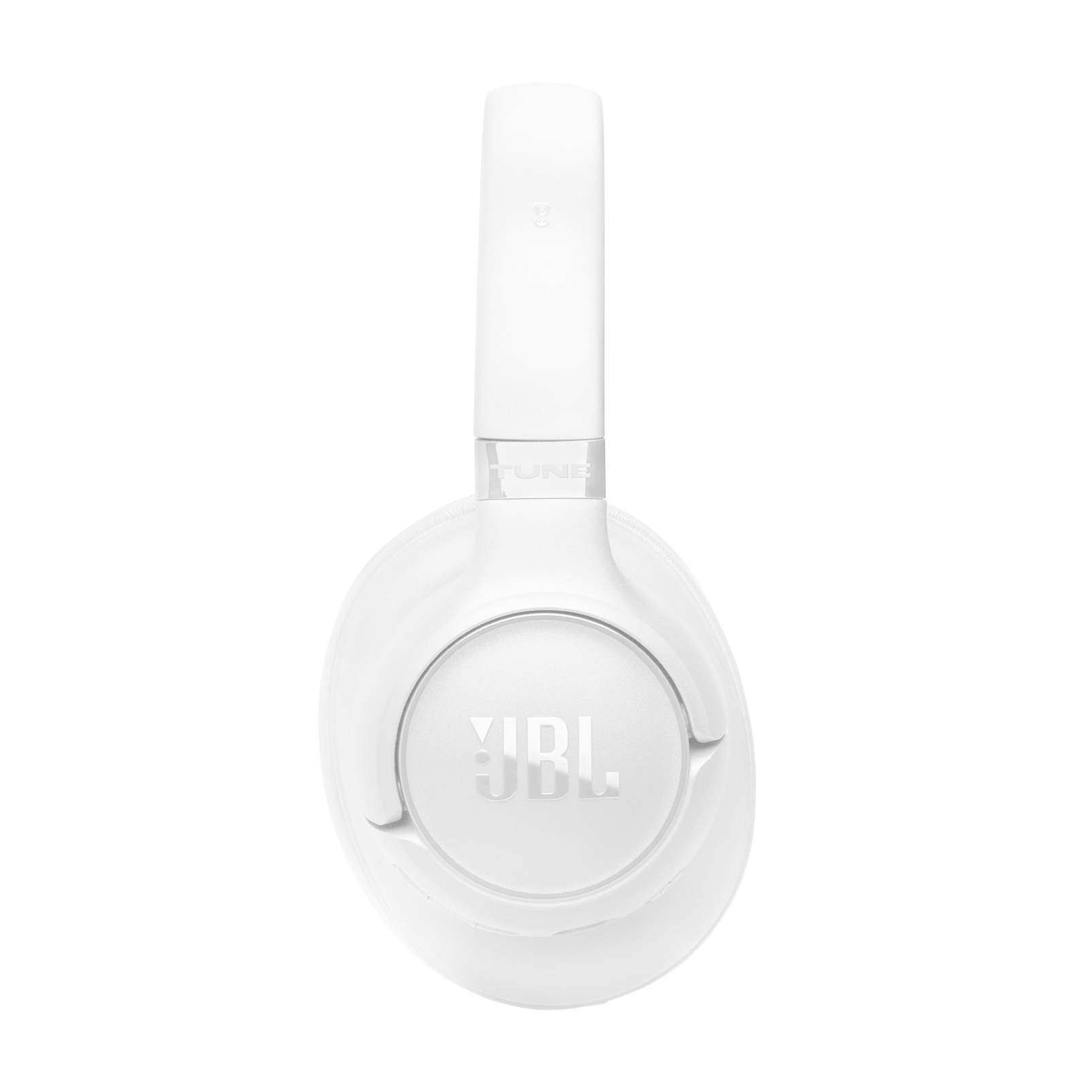 Cuffie JBL bianche con logo e scritte argentate.