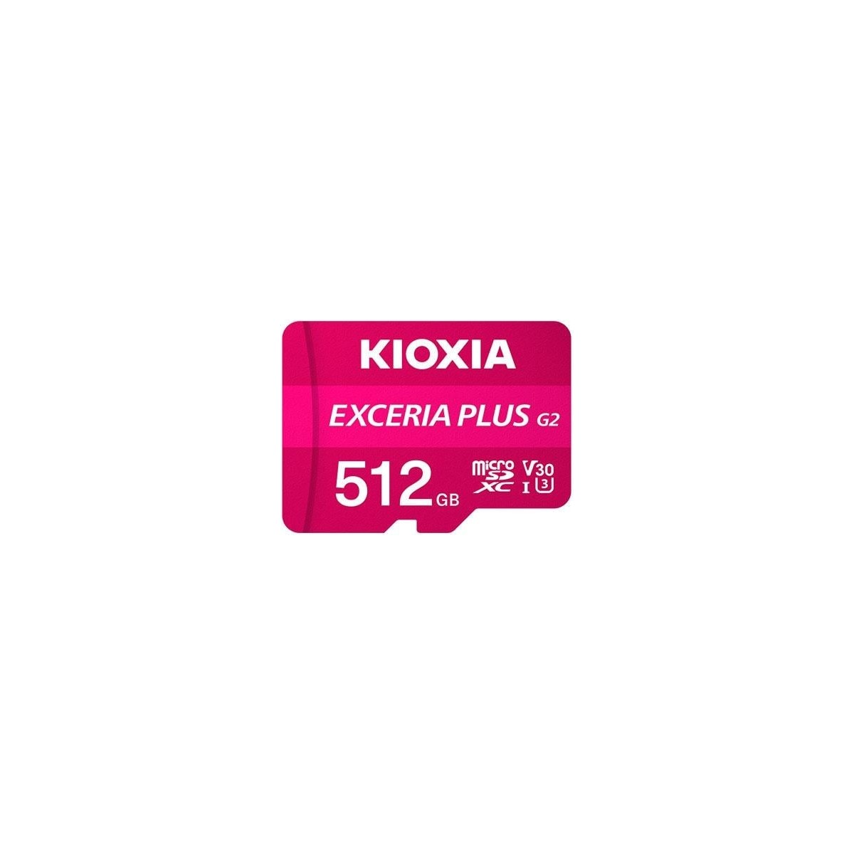 Kioxia Exceria Plus G2 512GB microSDXC kart, V30 hız sınıfı.
