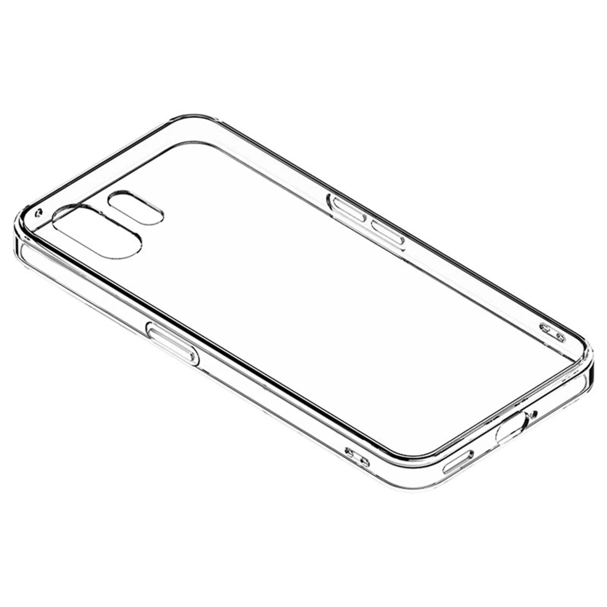 Beyaz arka plan üzerinde şeffaf telefon kılıfı.