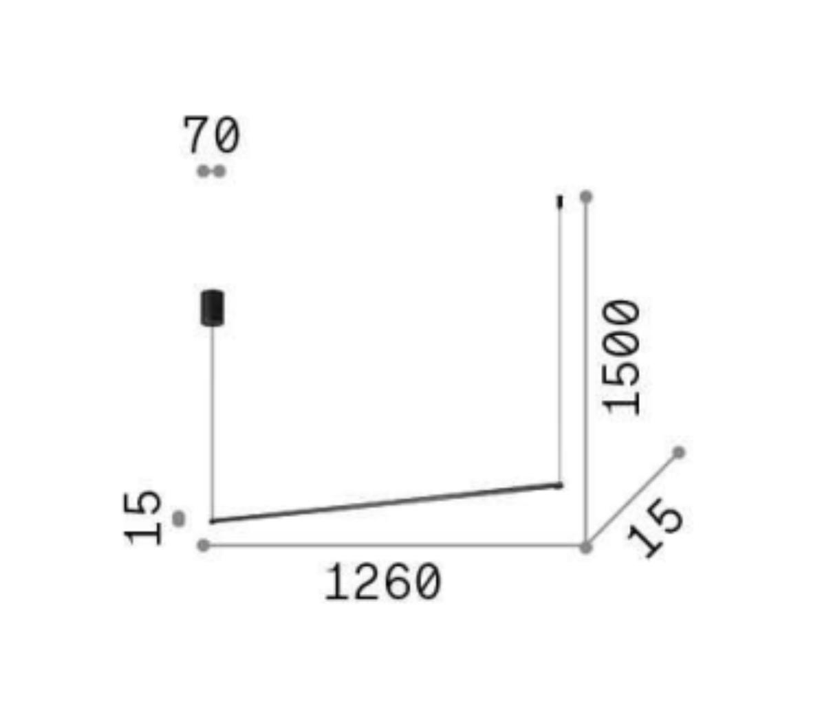 Disegno tecnico con dimensioni 15, 70, 1260 e 1500.