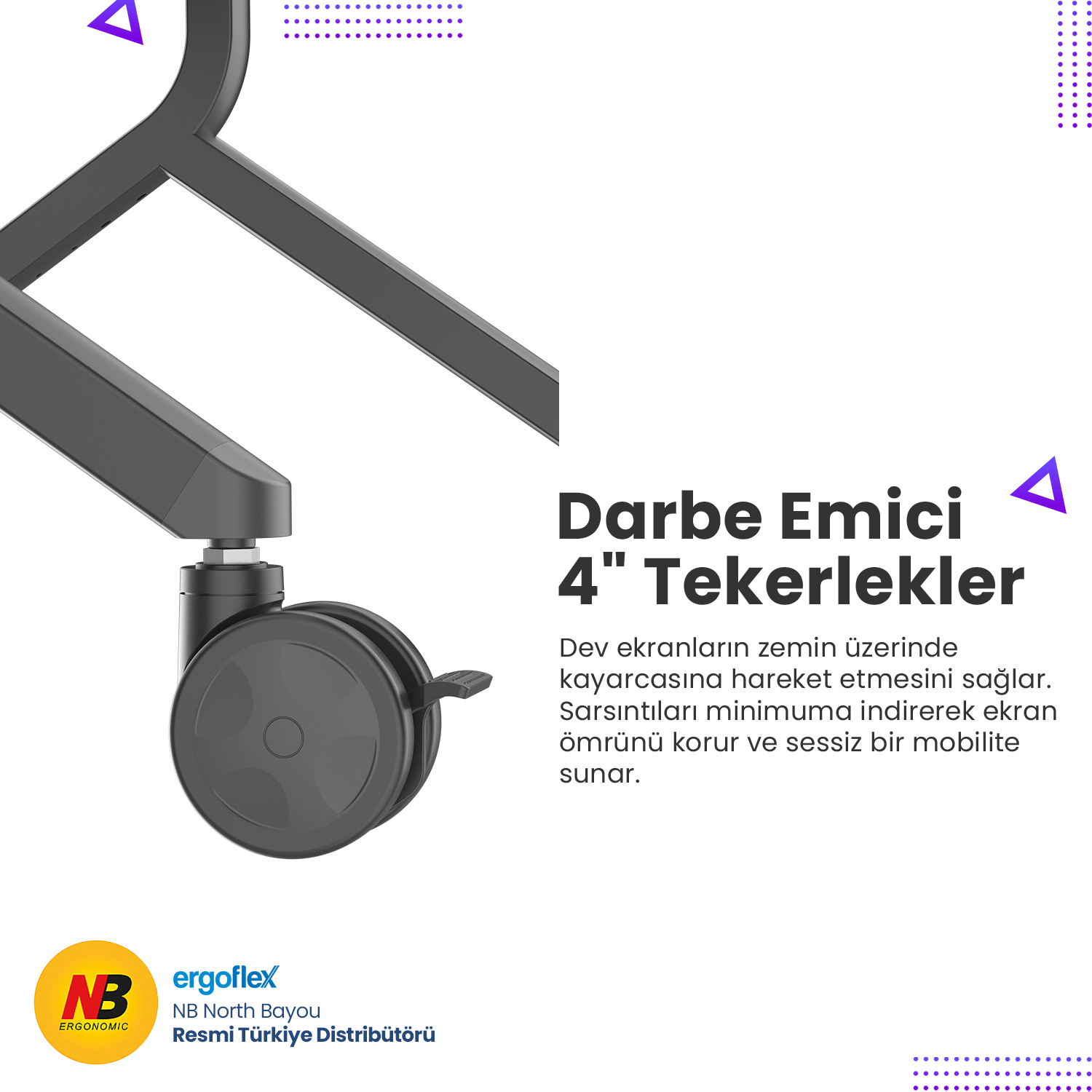Sarsıntı emici, siyah tekerlek. NB ergoflex.