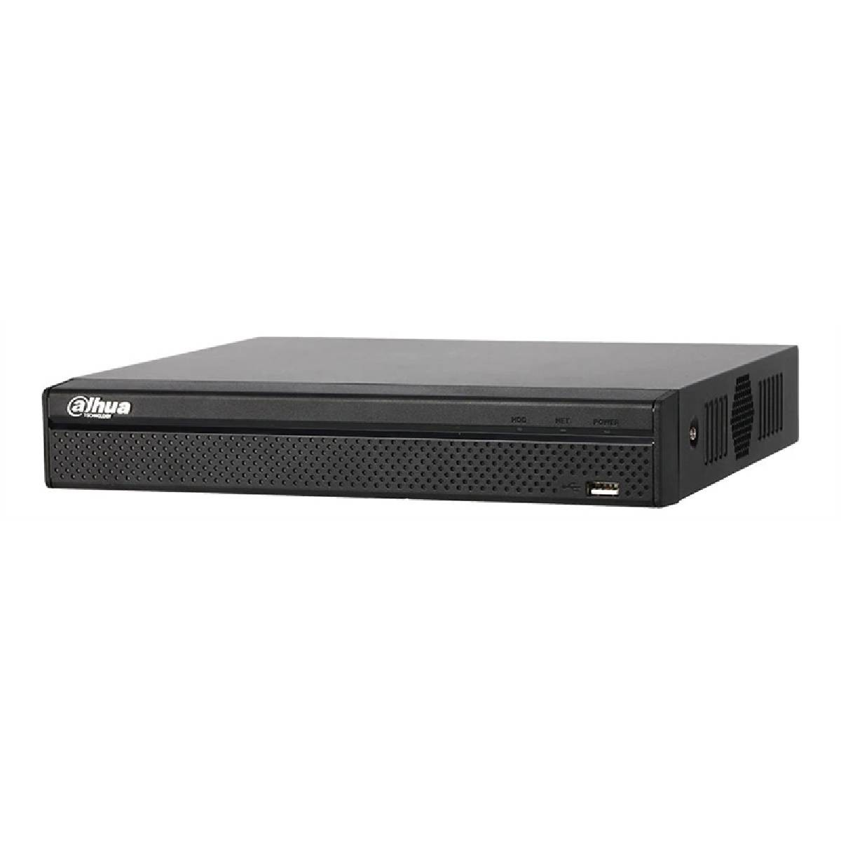 DVR Dahua nero con porta USB frontale, spie di stato e fessure di ventilazione.