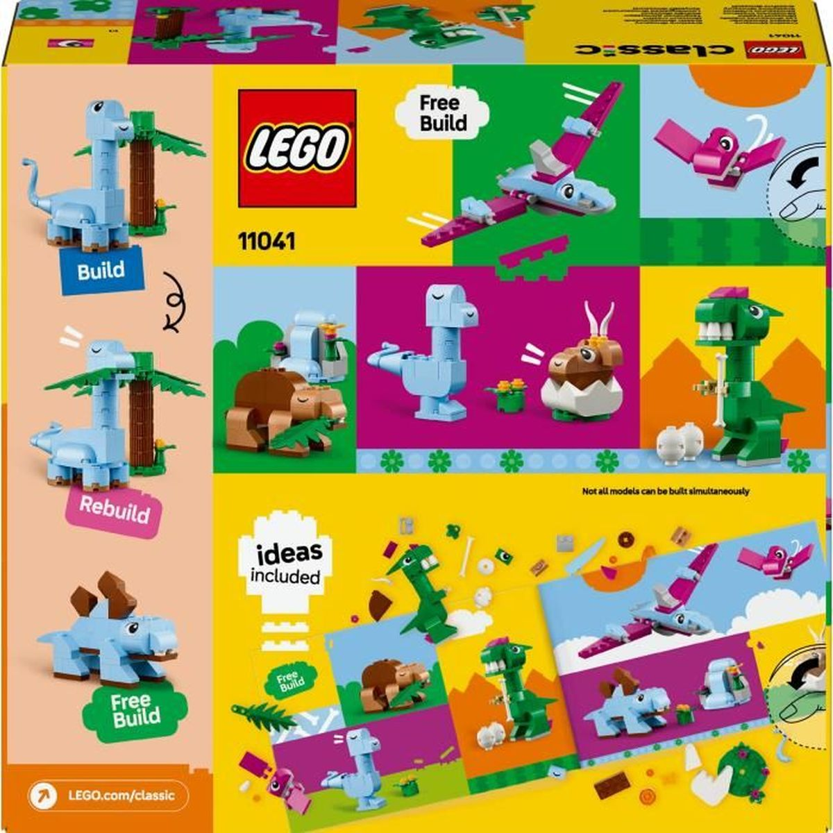 Pudełko LEGO Classic 11041: Dinozaury, samoloty i inne.