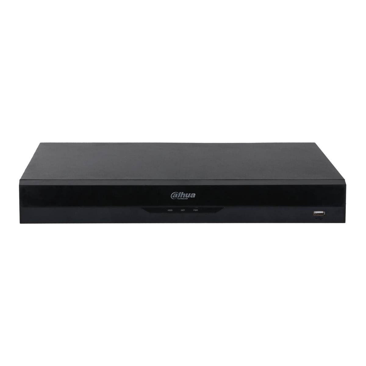 Un registratore DVR nero con logo Dahua e indicatori di stato.