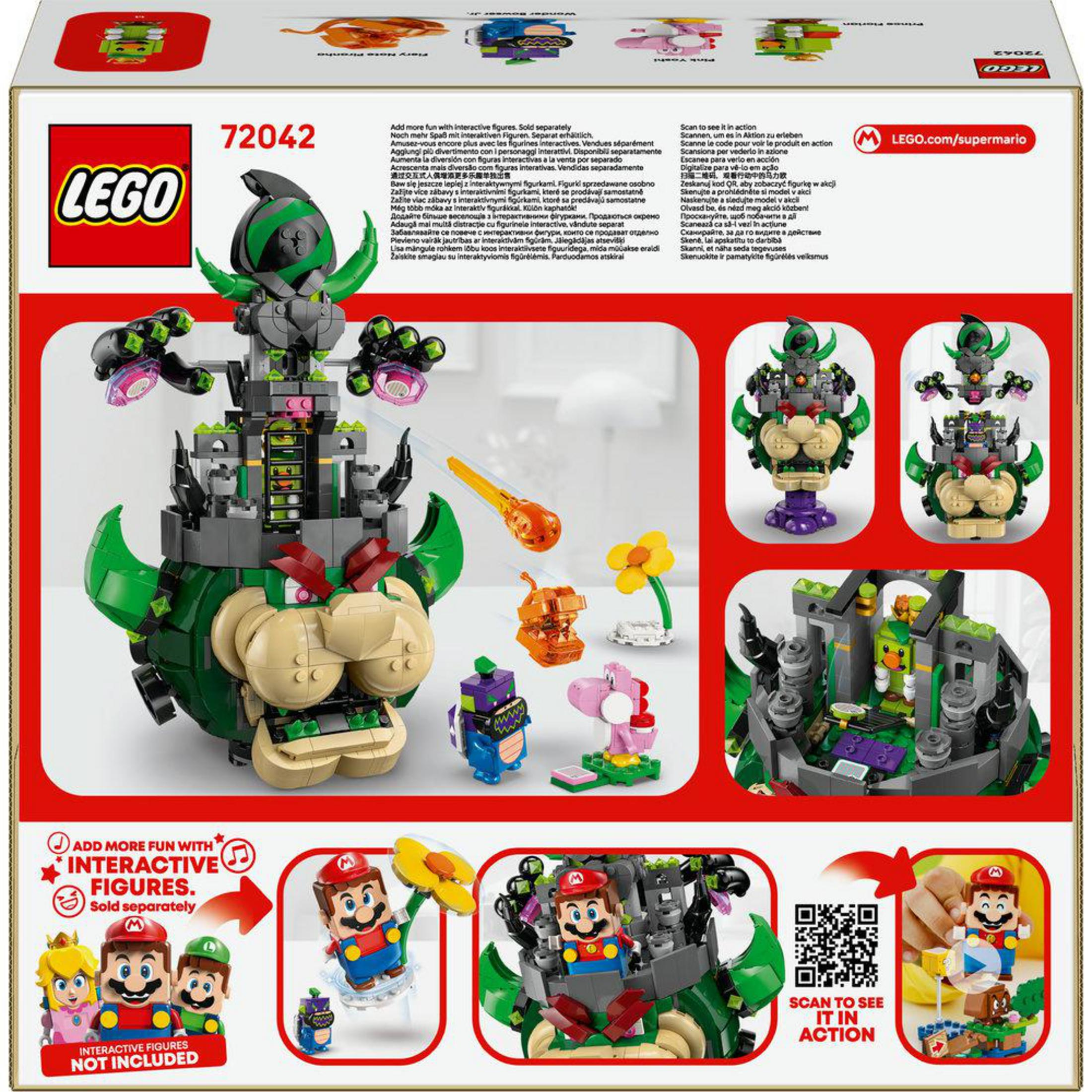LEGO Super Mario: Set Castello di Bowser con figure e scene di gioco.