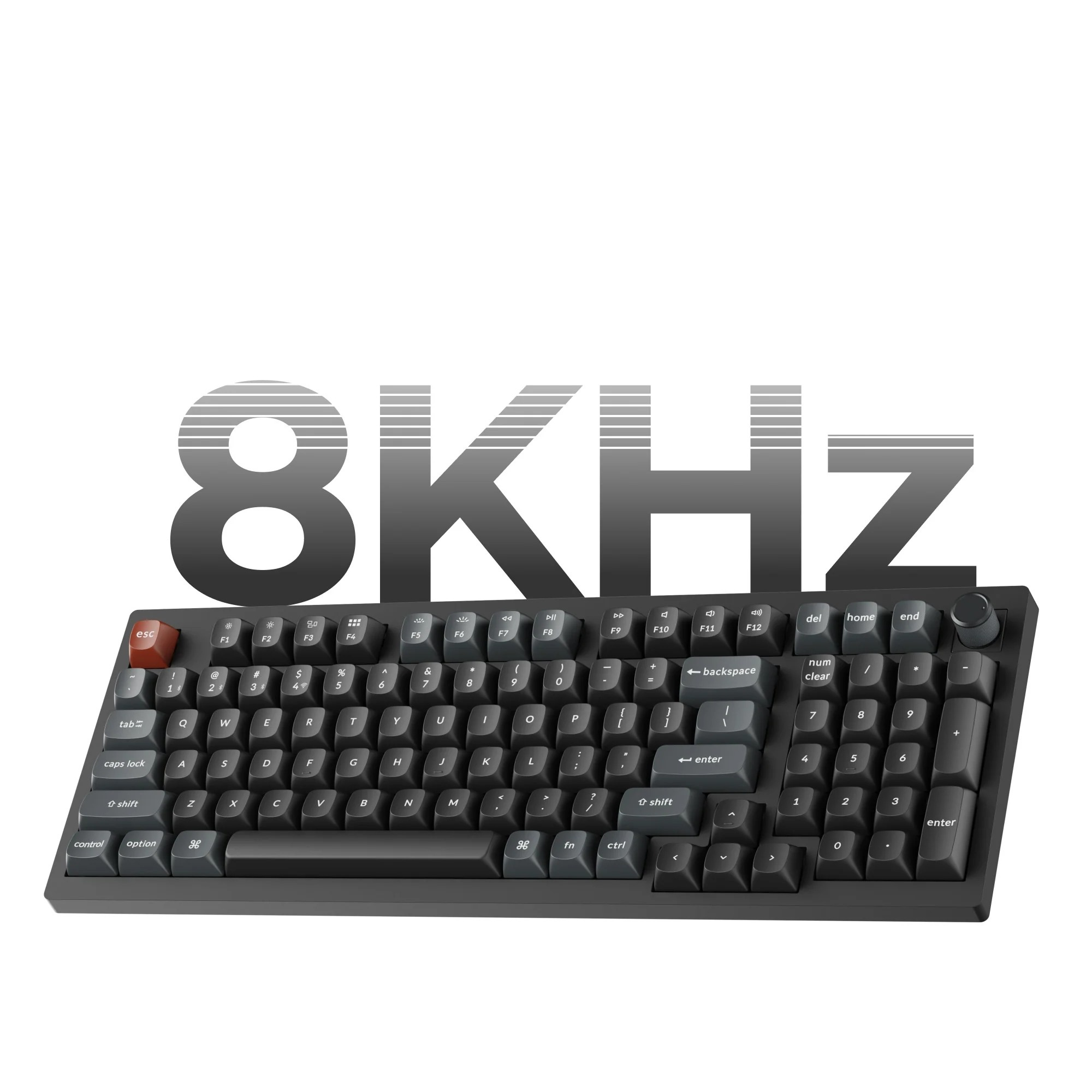 Szara klawiatura z czerwoną klawiszem ESC i napisem 8KHz.