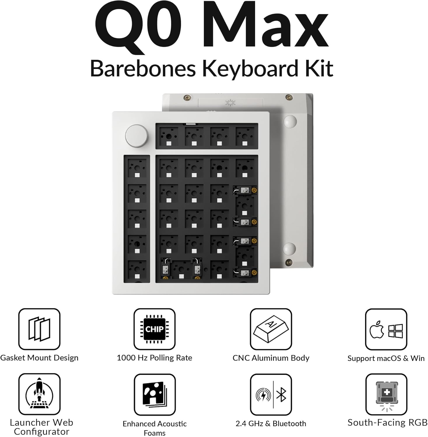 Zestaw Klawiatury Barebones Q0 Max z Gasket Mount, 1000 Hz, Aluminium CNC, Wsparcie macOS/Win.