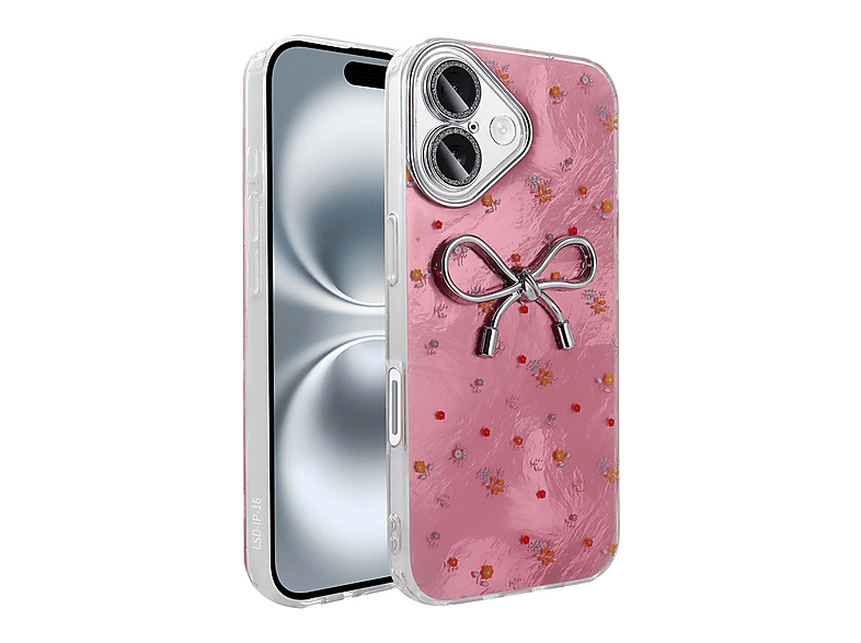 LOPARD iPhone 16 Plus Uyumlu Kamera Korumalı Figürlü Ponti Silikon Kapak Telefon Kılıfı Açık Pembe