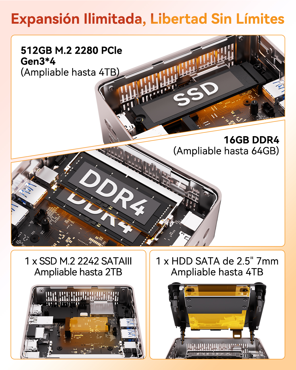 Mini PC | GEEKOM A5, AMD Ryzen™ 5 7430U, 16 GB RAM, 512 GB SSD