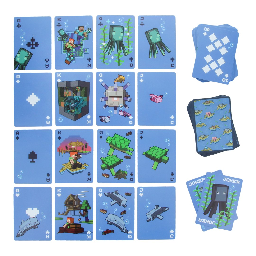 Cartes à jouer Minecraft sur le thème de la mer et des fonds marins.