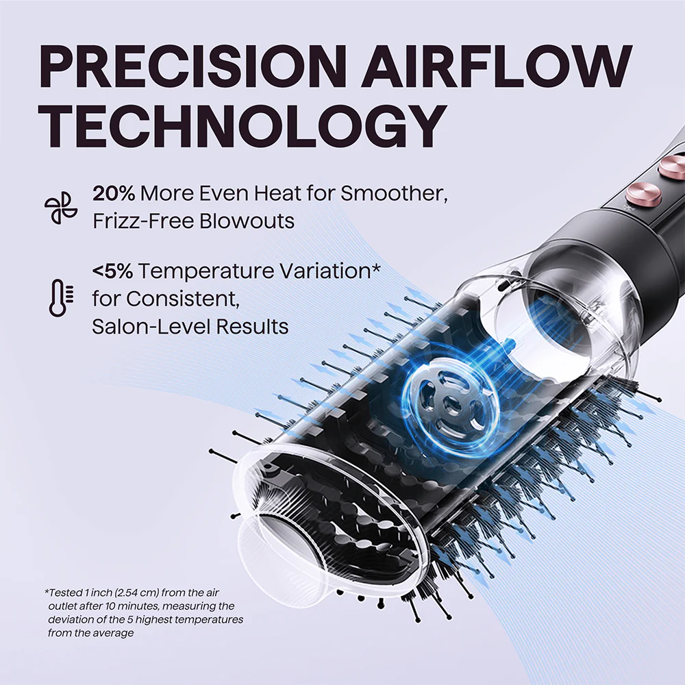 Sèche-cheveux avec technologie de flux d'air de précision pour une chaleur uniforme et des résultats de salon.
