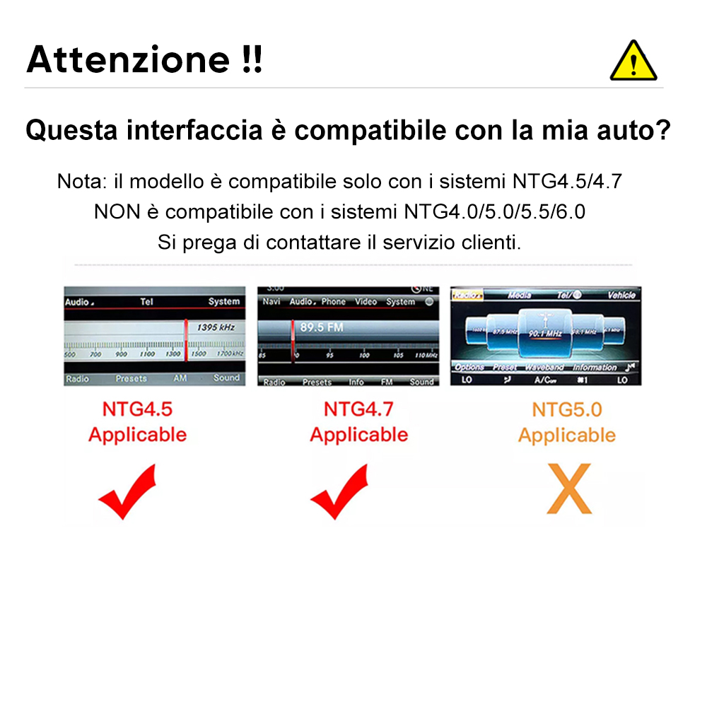 Confronto di tre interfacce per autoradio: NTG4.5, NTG4.7, NTG5.0.