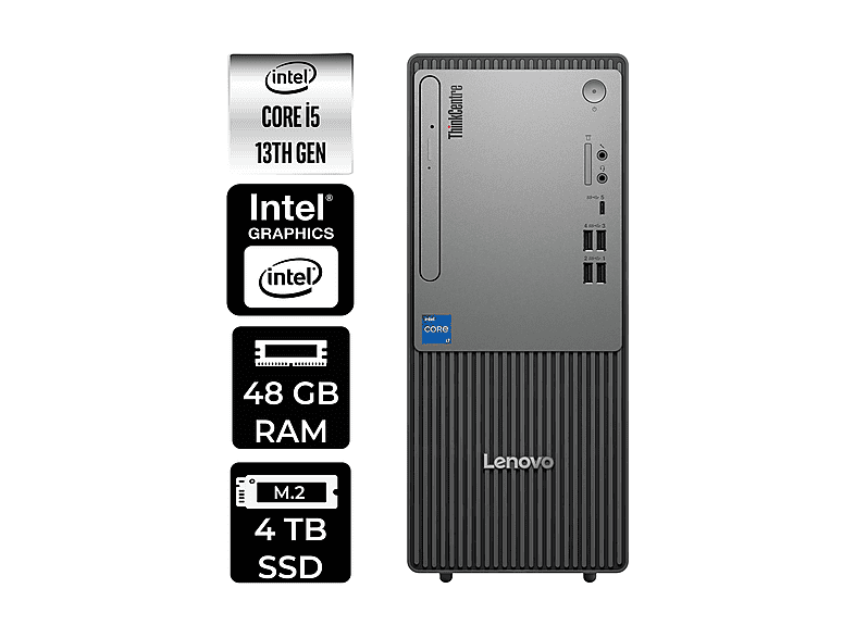 LENOVO ThinkCentre Neo 50T 12UB000BTRP312 PER4 Bellek Intel Core i5-13400 48 GB RAM 4 TB SSD FreeDOS Masaüstü Bilgisayar