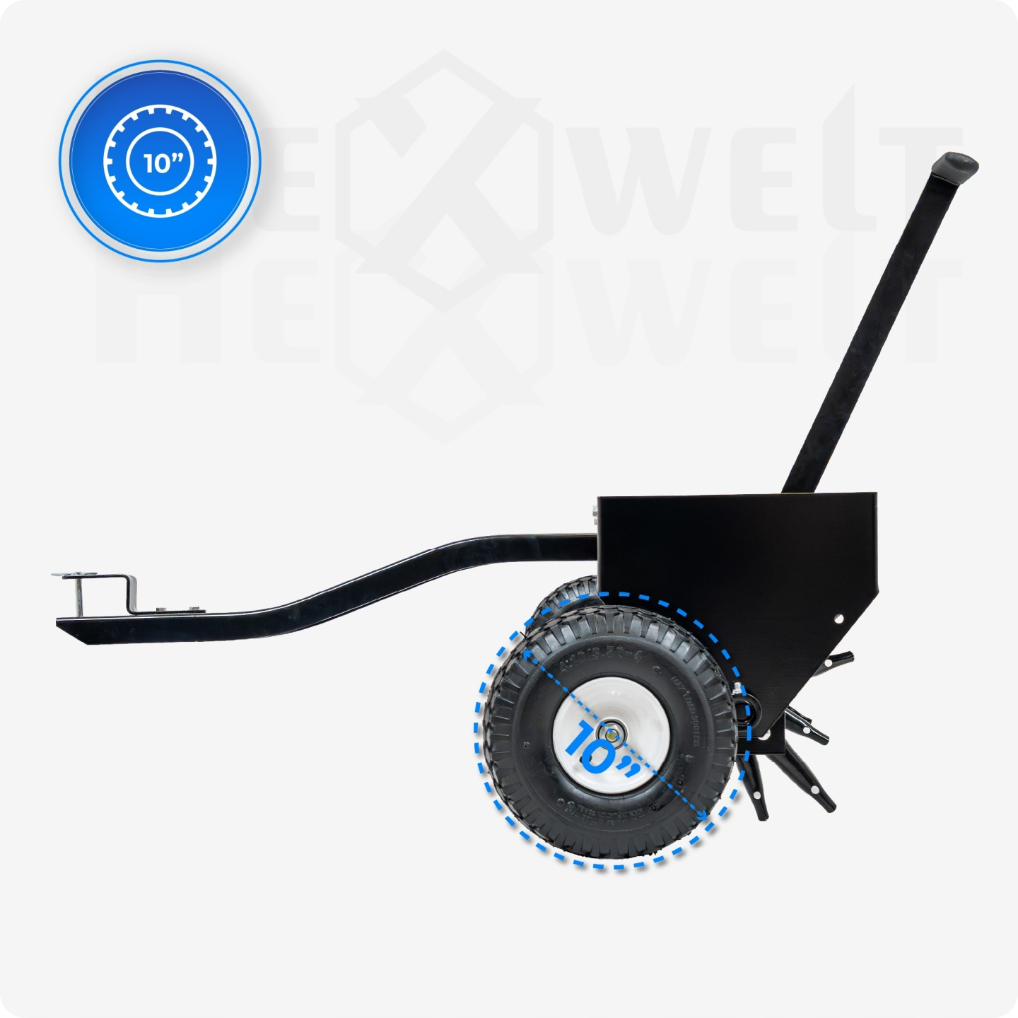 Schwarzer Aerator mit 10-Zoll-Rädern und Griff.