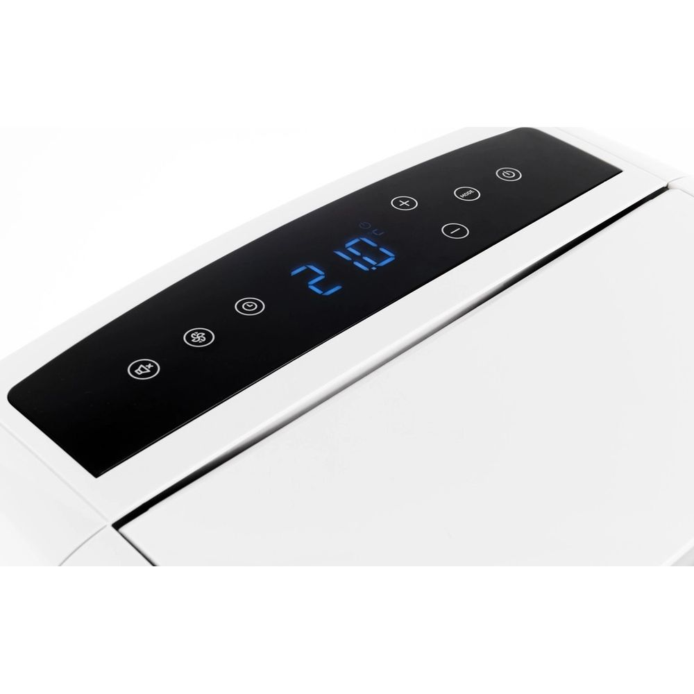 Un dispositivo bianco con display digitale che mostra 21,0 gradi.