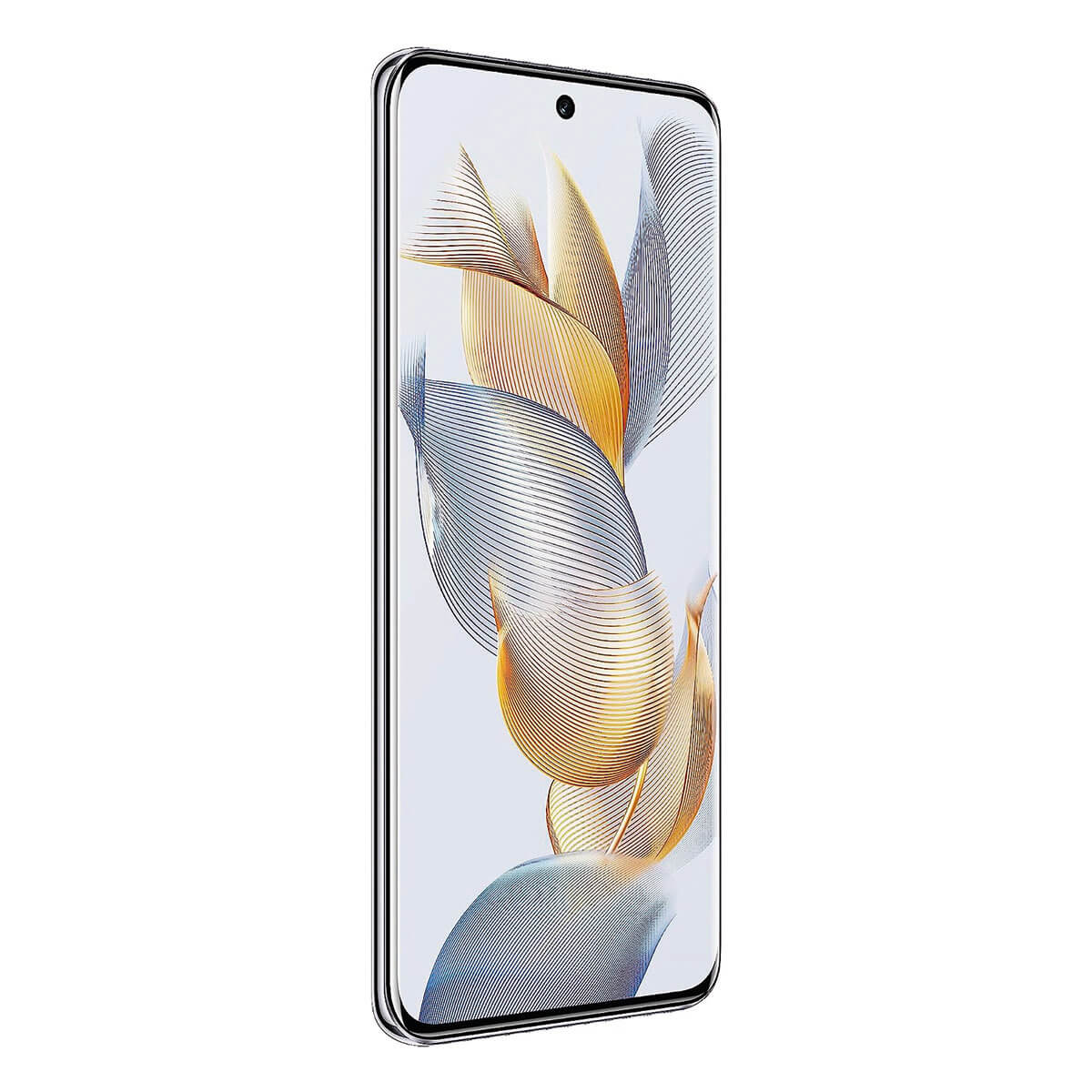 Smartfon wyświetlający abstrakcyjną, kolorową tapetę.