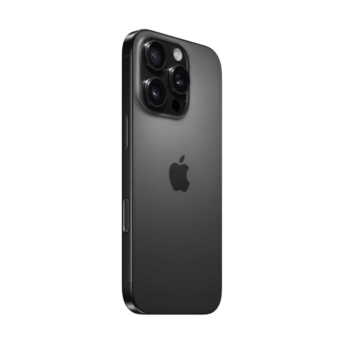 Ciemny iPhone z trzema aparatami i logo Apple z tyłu.