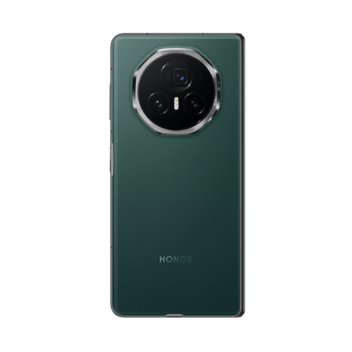 Back of a green Honor smartphone featuring a circular camera module with a silver rim.
