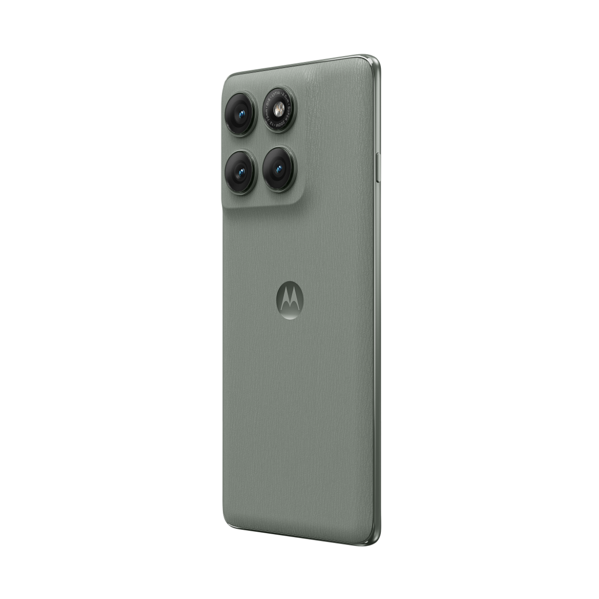 Tył szarego telefonu Motorola z czterema obiektywami i logo Motorola.