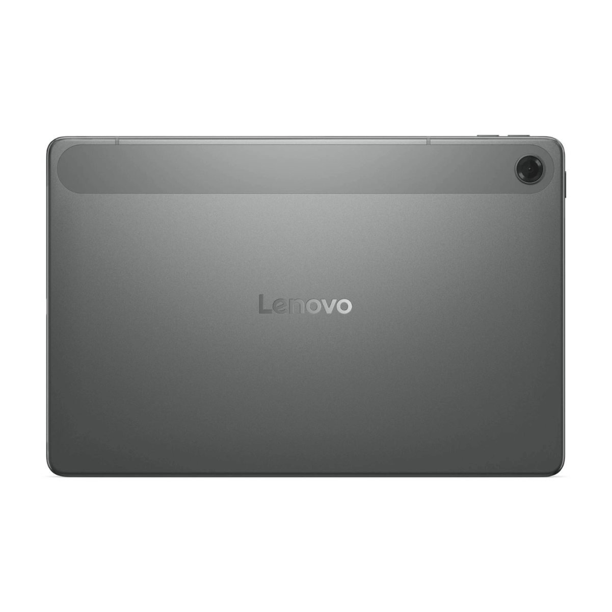 Tył szarego tabletu Lenovo z obiektywem aparatu i logo.