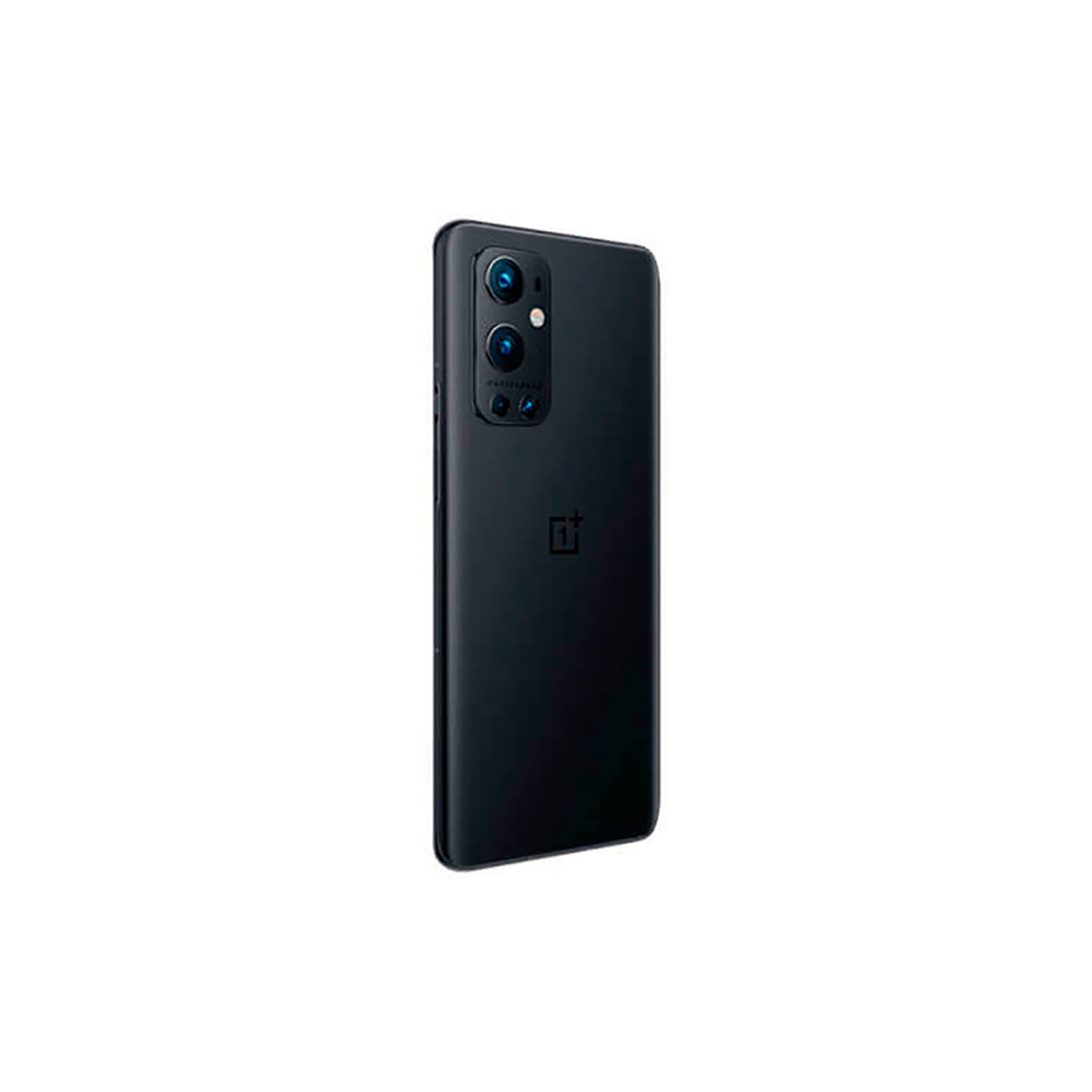 Smartphone noir avec triple appareil photo et logo OnePlus sur fond blanc.