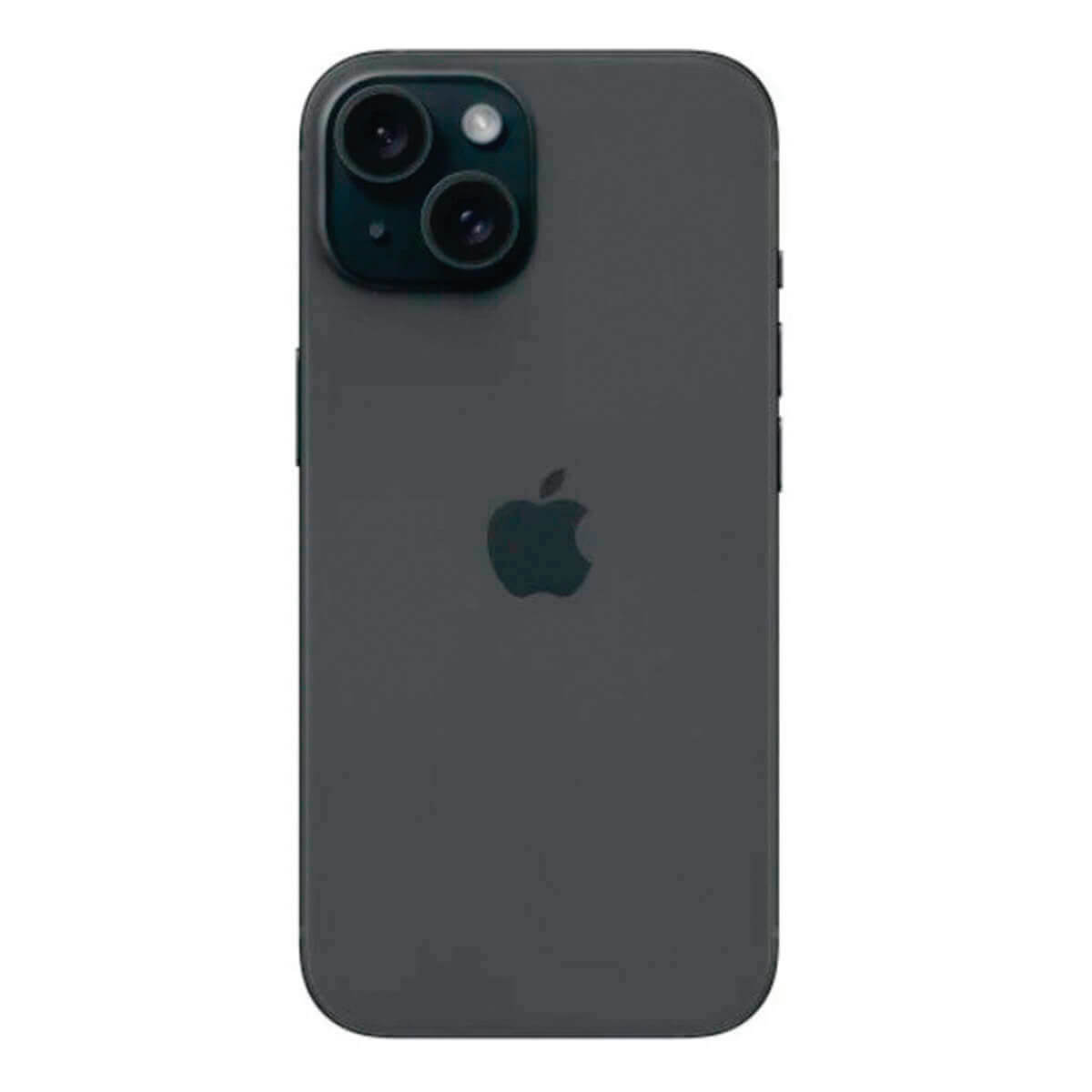 Donkergrijs iPhone met dubbele camera en Apple-logo op de achterkant.