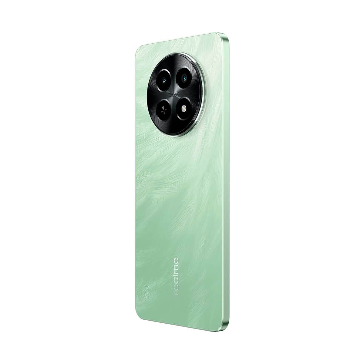 Jasnozielony smartfon z okrągłym modułem kamery z tyłu.