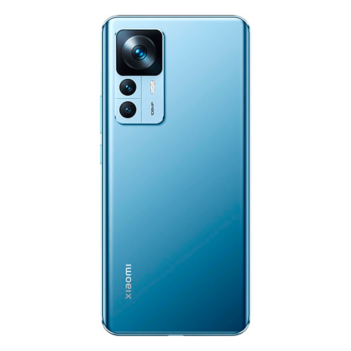 Un smartphone Xiaomi azul claro con cámara de 108MP y tres lentes.