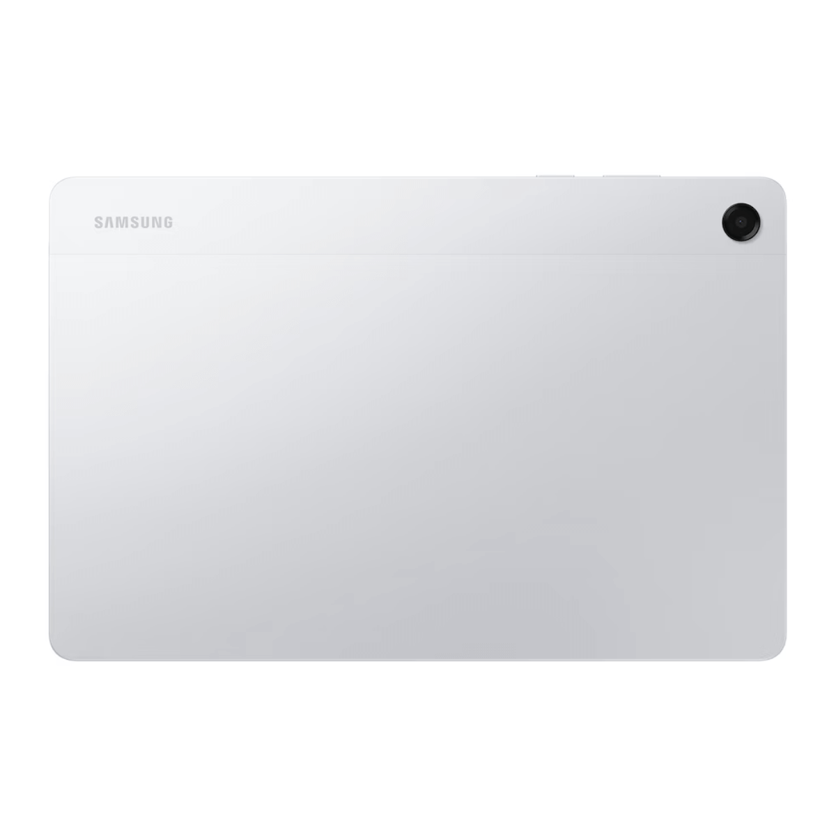 Tył białego tabletu Samsung z czarnym obiektywem aparatu w prawym górnym rogu.