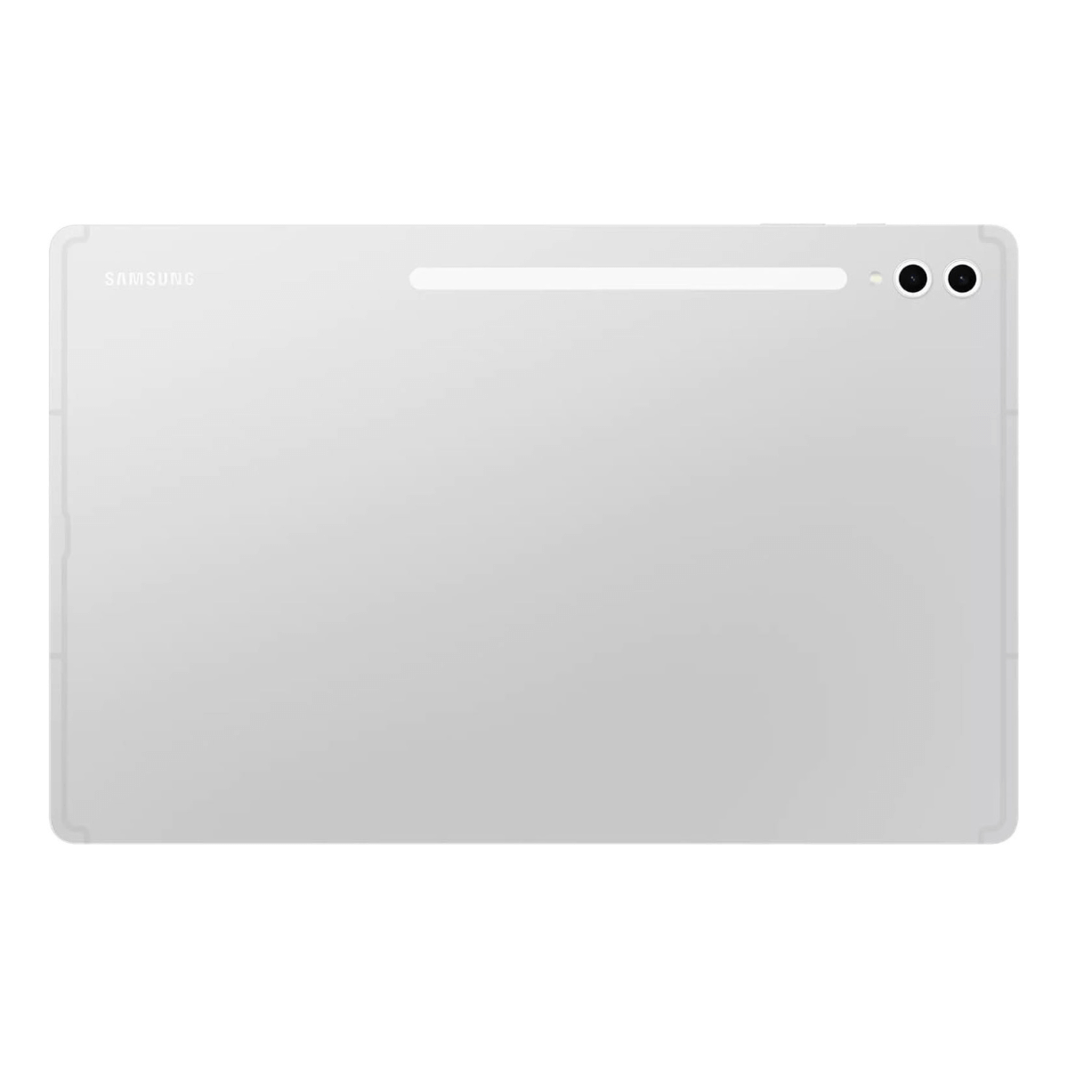 Tył białego tabletu Samsung z dwoma aparatami i lampą błyskową.