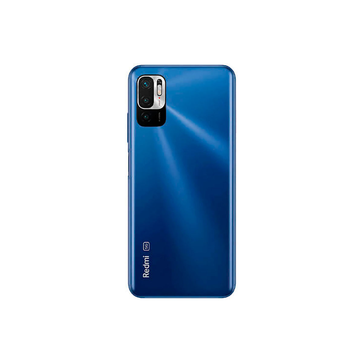 Retro di uno smartphone blu con fotocamera e logo Redmi 5G.