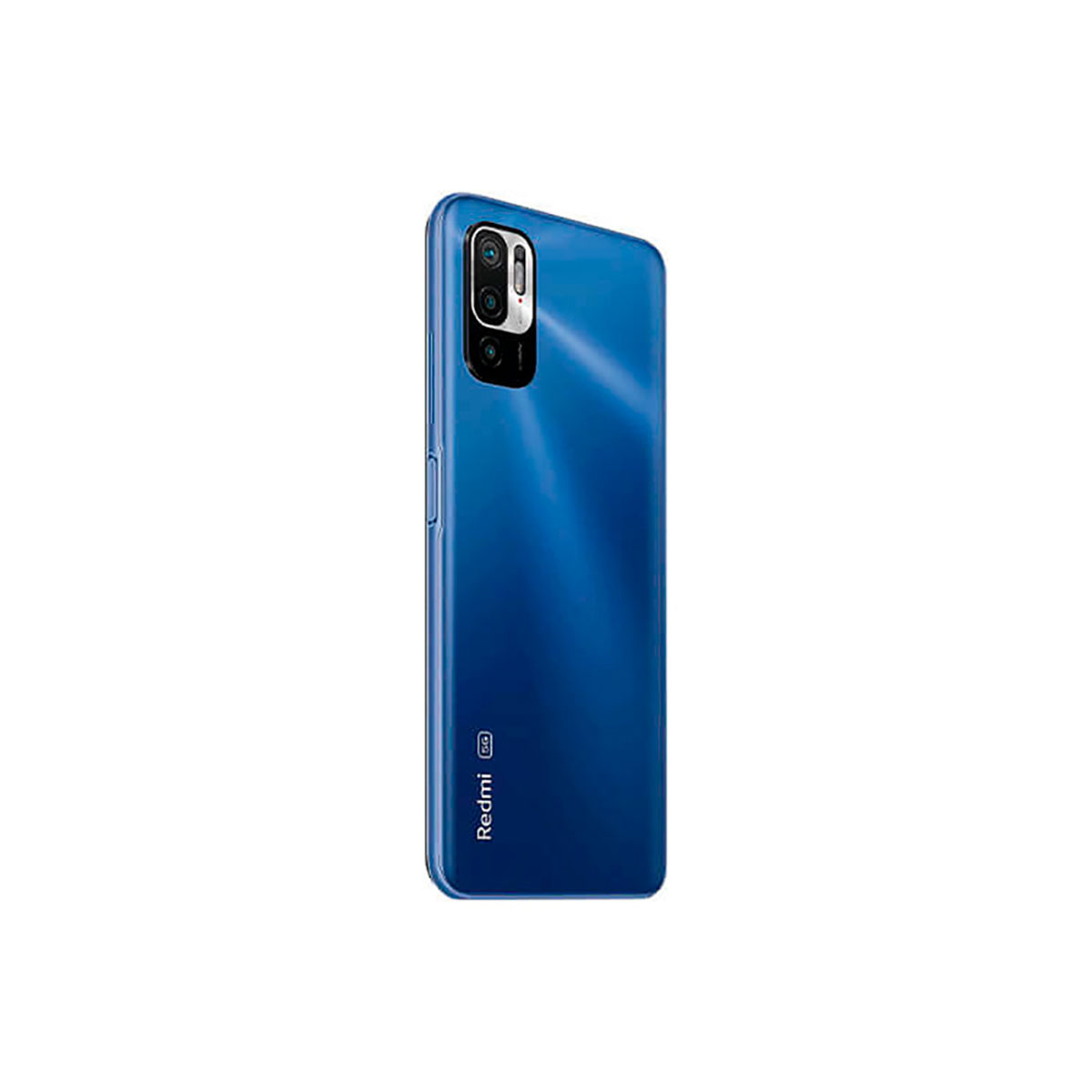 Smartphone blu con quattro fotocamere sul retro.
