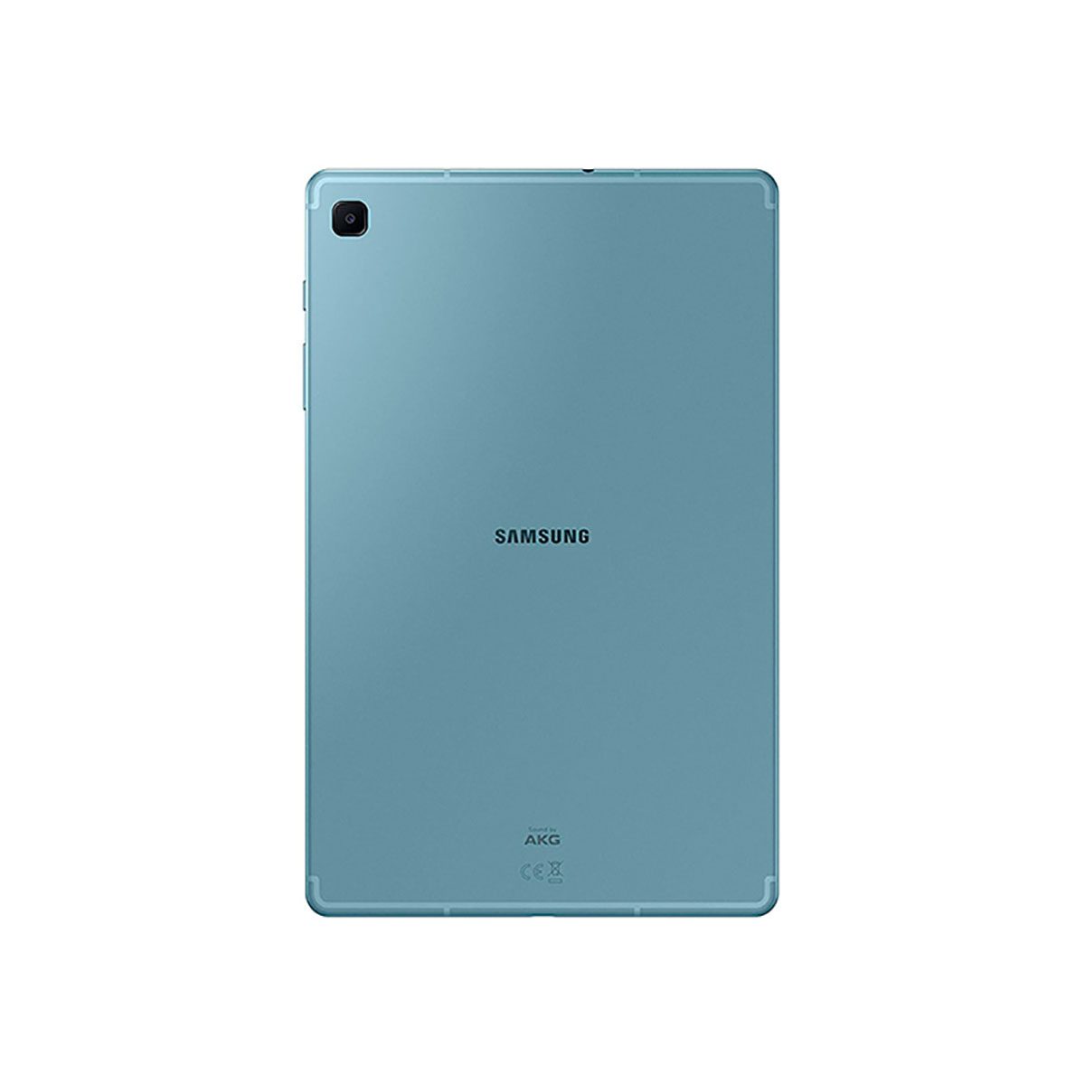 Rückseite eines blauen Samsung Tablets mit Kameramodul oben links.