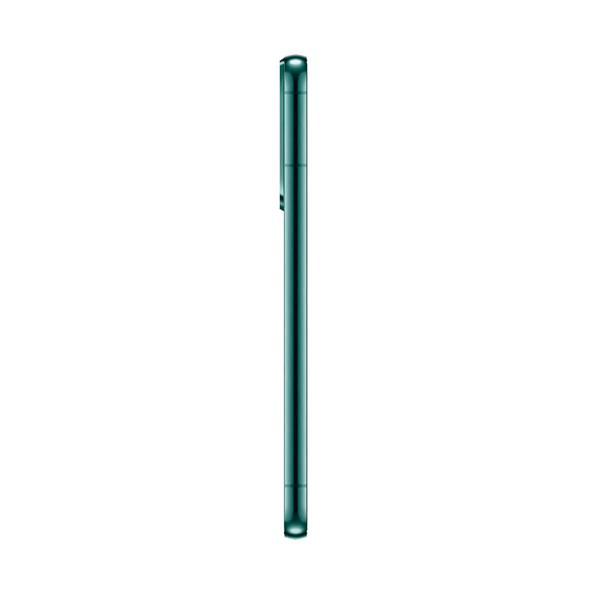 Smukły, turkusowy smartfon widziany z boku na białym tle.